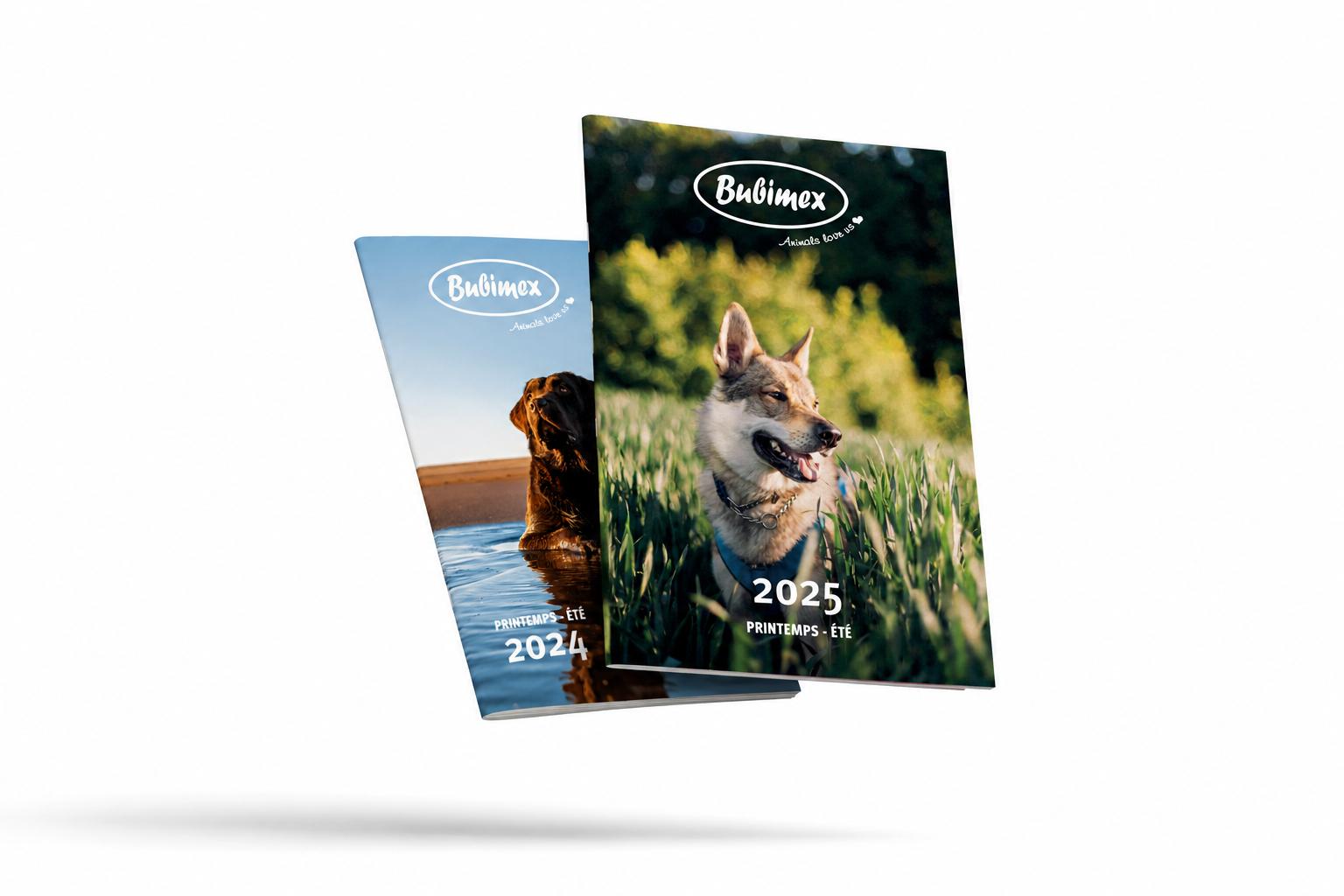 Catalogues saisonniers Bubimex présentés sous forme de magazines.